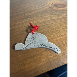 Alan Jackson Vintage 1998 Cowboy Hat Metal Christmas Ornament Silver Tone 4 Inch